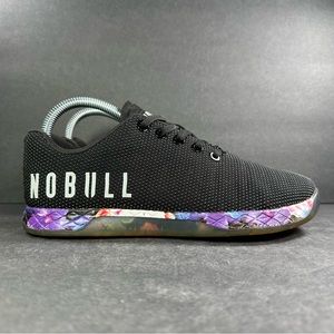 NO BULL Floral Trainer Shoes Womens Size 7.5 Black Cross SuperFabric Sneakers
